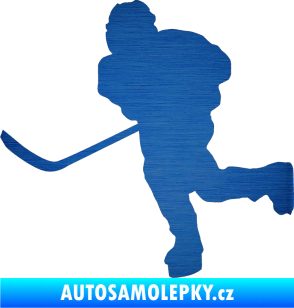 Samolepka Hokejista 017 levá škrábaný kov modrý