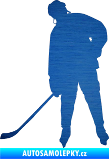 Samolepka Hokejista 024 levá škrábaný kov modrý