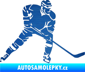 Samolepka Hokejista 026 pravá škrábaný kov modrý