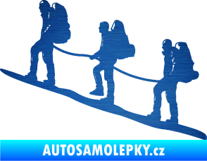 Samolepka Horolezci levá škrábaný kov modrý