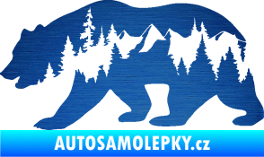 Samolepka Hory s medvědem levá škrábaný kov modrý
