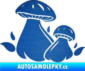 Samolepka Houby 002 levá škrábaný kov modrý