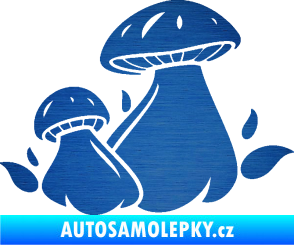 Samolepka Houby 002 pravá škrábaný kov modrý