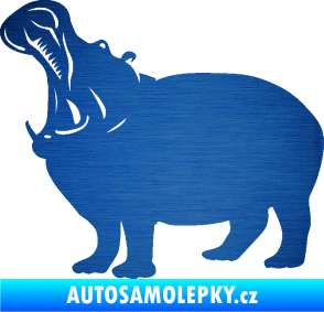 Samolepka Hroch 002 levá škrábaný kov modrý