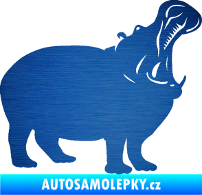 Samolepka Hroch 002 pravá škrábaný kov modrý