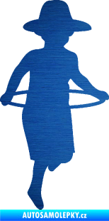 Samolepka Hula Hop 001 pravá dítě s obručí škrábaný kov modrý