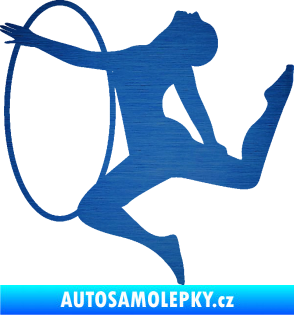 Samolepka Hula Hop 002 levá gymnastka s obručí škrábaný kov modrý