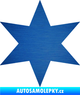 Samolepka Hvězda 002 škrábaný kov modrý