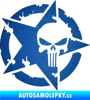 Samolepka Hvězda army 004 Punisher škrábaný kov modrý