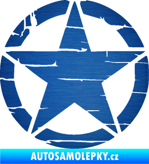 Samolepka Hvězda army 008 narušená škrábaný kov modrý