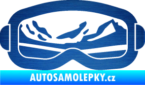 Samolepka I love snow brýle pravá škrábaný kov modrý