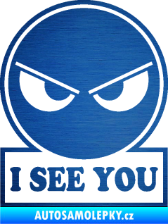 Samolepka I see you smajlík škrábaný kov modrý
