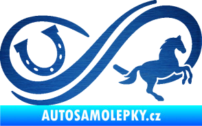 Samolepka Infinity 005 pravá koník s podkovou škrábaný kov modrý