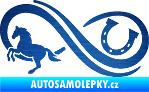 Samolepka Infinity 005 levá koník s podkovou škrábaný kov modrý