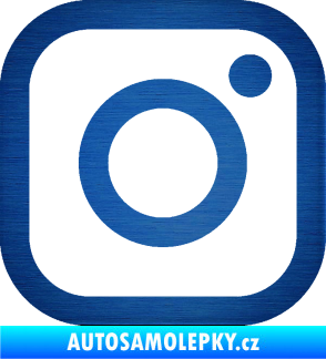 Samolepka Instagram logo škrábaný kov modrý
