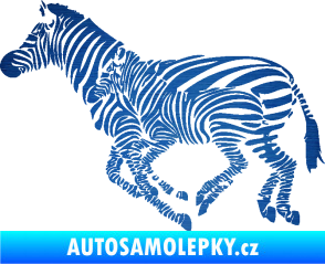 Samolepka Interiér 020 levá zebry škrábaný kov modrý