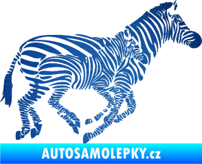 Samolepka Interiér 020 pravá zebry škrábaný kov modrý