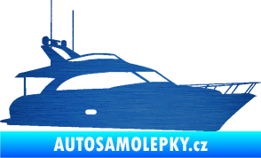 Samolepka Jachta 001 pravá škrábaný kov modrý