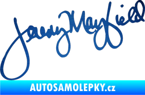 Samolepka Podpis Jeremy Mayfield  škrábaný kov modrý