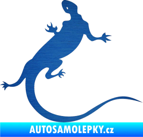 Samolepka Ještěrka 004 pravá škrábaný kov modrý