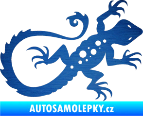 Samolepka Ještěrka 012 pravá škrábaný kov modrý