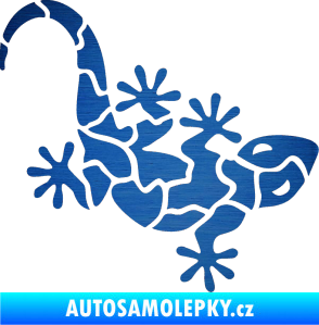 Samolepka Ještěrka 015 pravá škrábaný kov modrý