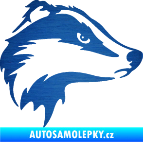 Samolepka Jezevec 002 pravá škrábaný kov modrý