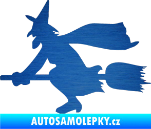 Samolepka Ježibaba levá škrábaný kov modrý