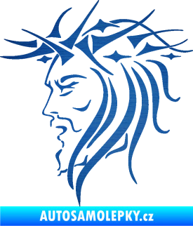 Samolepka Ježíš 002 levá škrábaný kov modrý