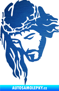 Samolepka Ježíš 003 levá škrábaný kov modrý