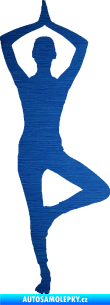Samolepka Jóga 003 pravá škrábaný kov modrý