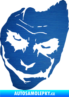 Samolepka Joker 002 levá tvář škrábaný kov modrý