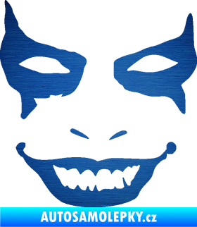 Samolepka Joker 004 tvář levá škrábaný kov modrý