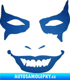 Samolepka Joker 004 tvář pravá škrábaný kov modrý