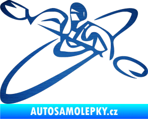 Samolepka Kajakář 001 levá škrábaný kov modrý