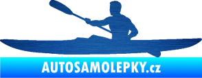 Samolepka Kajakář 003 levá škrábaný kov modrý