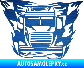 Samolepka Kamion 001 nákladní auto škrábaný kov modrý