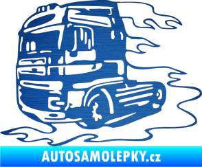 Samolepka Kamion 003 levá nákladní auto škrábaný kov modrý