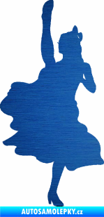 Samolepka Kankán 001 levá tanečnice škrábaný kov modrý