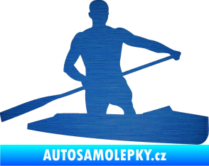 Samolepka Kanoista 002 pravá škrábaný kov modrý