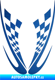 Samolepka Kapota 005 šachovnice škrábaný kov modrý