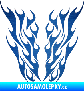 Samolepka Kapota 012 plameny škrábaný kov modrý