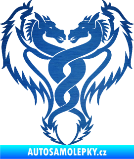 Samolepka Kapota 039 dvojitý drak škrábaný kov modrý