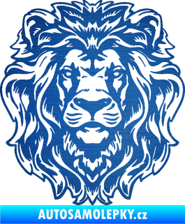Samolepka Kapota 040 lví hlava škrábaný kov modrý