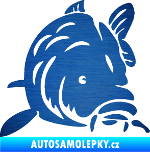 Samolepka Kapr 002 pravá škrábaný kov modrý