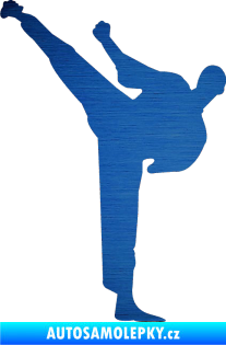 Samolepka Karate 001 levá škrábaný kov modrý