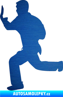 Samolepka Karate 002 levá škrábaný kov modrý