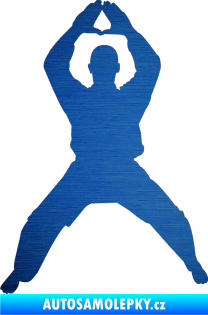 Samolepka Karate 003 levá škrábaný kov modrý