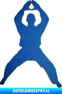 Samolepka Karate 003 pravá škrábaný kov modrý