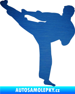 Samolepka Karate 008 levá škrábaný kov modrý